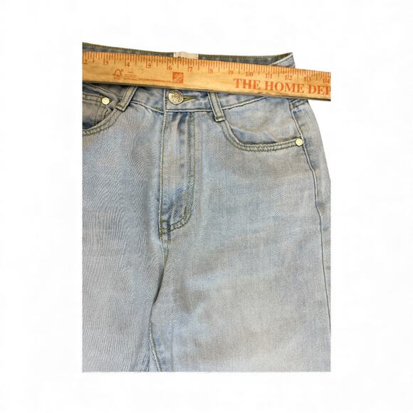 Princess Polly Women’s Wide Leg Jeans Raw Hem Light Wash High Rise Size 6 US 2 - Picture 6 of 8